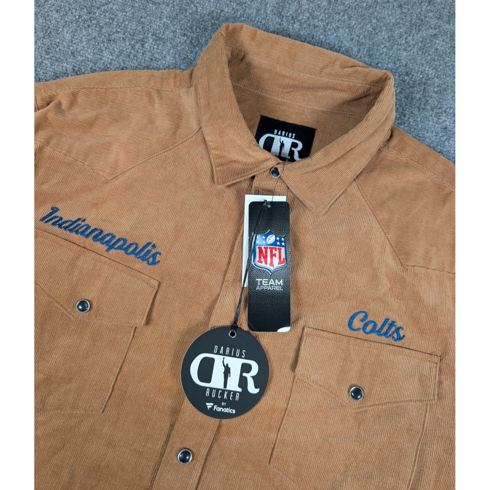 Indianapolis Colts X Darius Rucker Pearl Snap Corduroy Shirt Mens L‎ Brown NWT